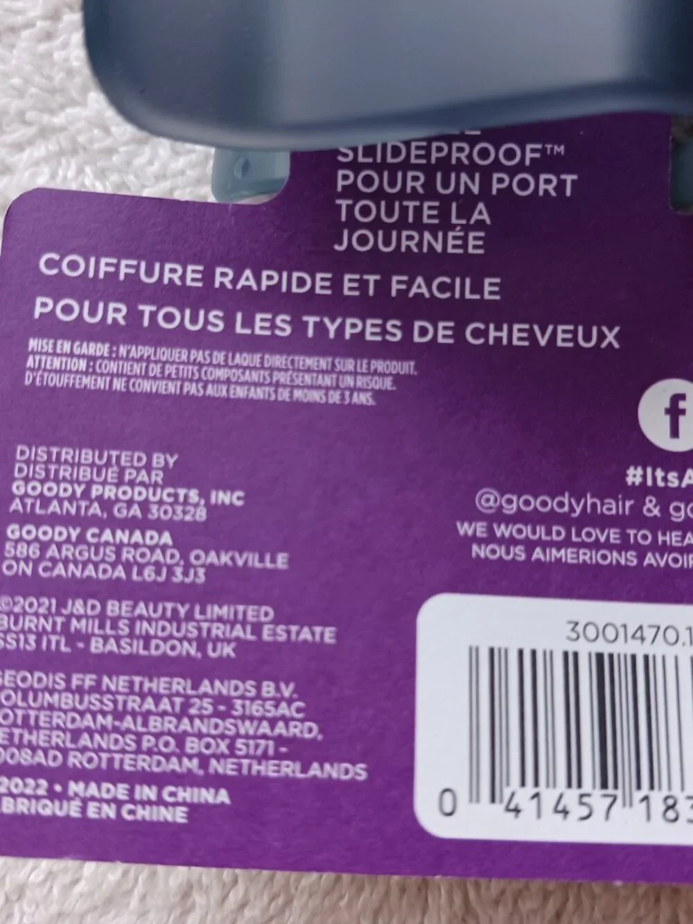 Goody Slideproof Large Claw Clip Hair Jaw Inner Teeth Frosted Winter Solstice